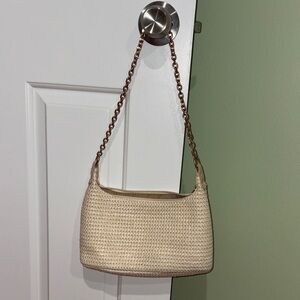 Elegant Cream Woven Shoulder Bag